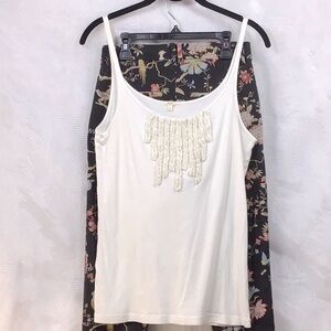 J. Crew Ivory Camisole Soft Cotton Embellished Tee